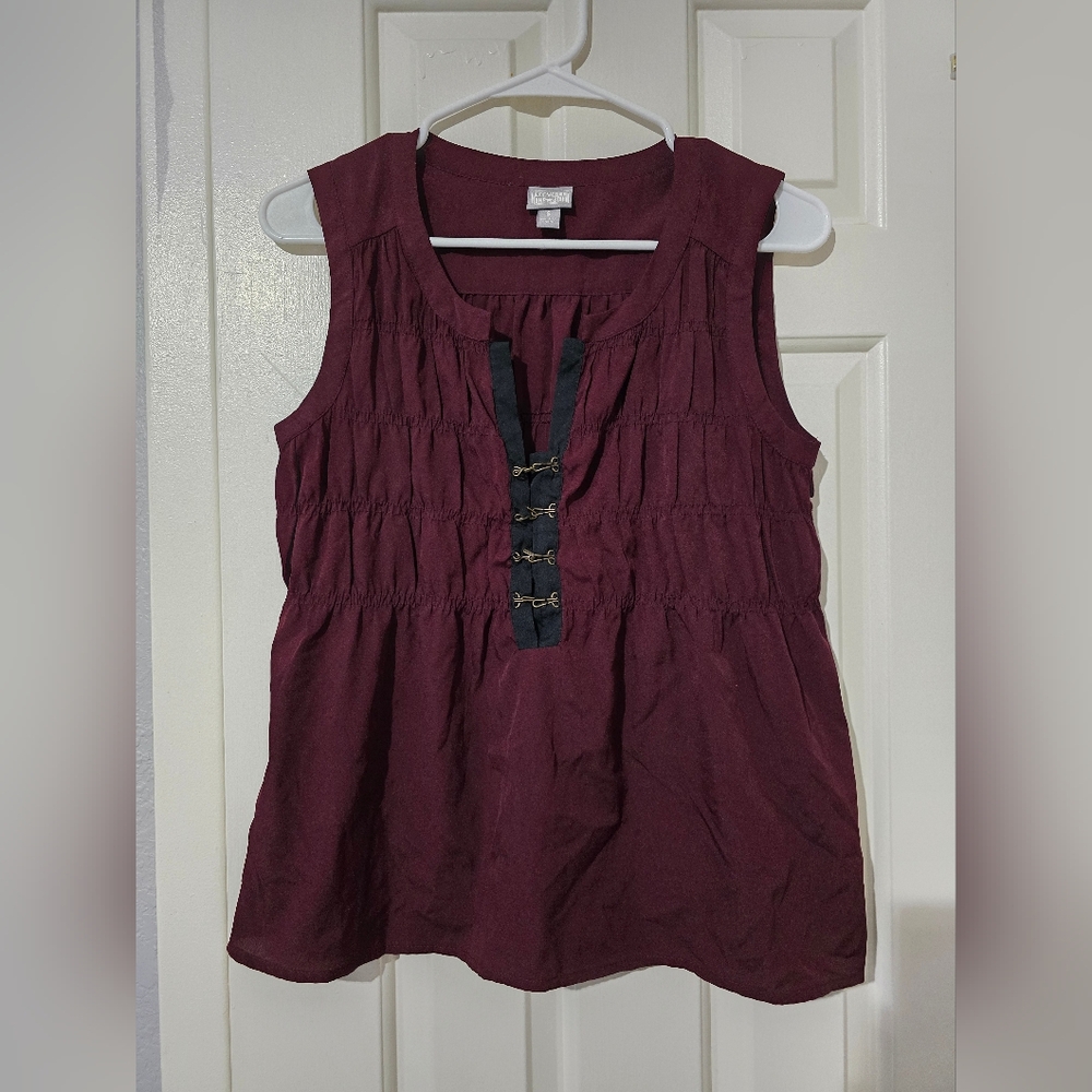 Converse One Star Shirt Top Blouse Size S Womens Burgundy Black